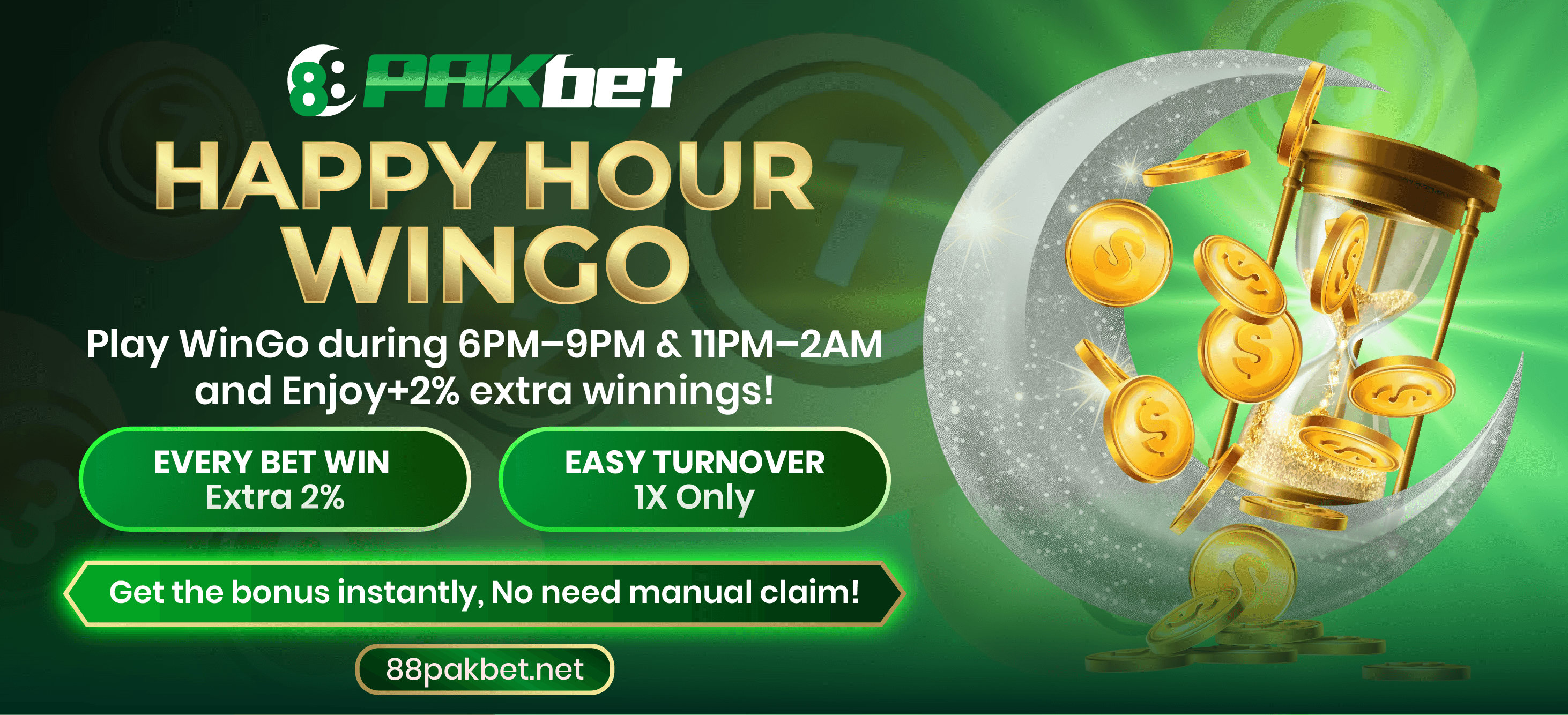Happy Hour & Midnight Bonus - Play WinGo during 6PM-9PM & 11PM-2AM
